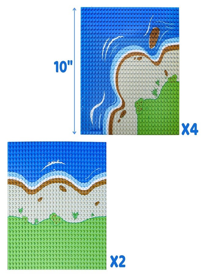 Peohud 6 Pack Island Building Block Base Plates, 10 x 10 Inch Classic Baseplates for Beach, Compatible with All Major Brands and Activity Table, Great for Island and Water Landscapes - Image 2