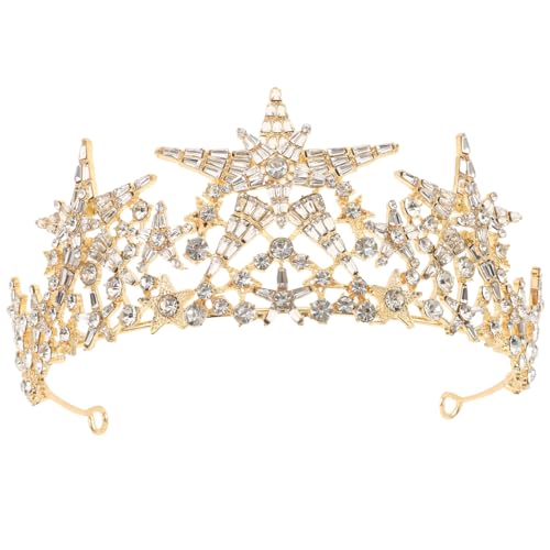 Minkissy Star Crown Headband Gold Crystal Tiara Crowns for Women Rhinstone Princess Crown Bridal Crown For Wedding Prom Birthday Christmas Party Headpiece - Image 1