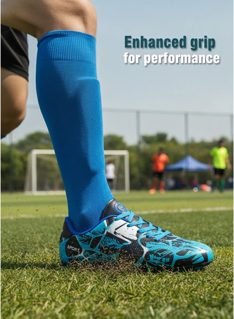 Unisex lightweight, breathable professional low-top football boots with studs for artificial turf; professional five-a-side football training shoes for outdoor and indoor use; unisex style - Image 4
