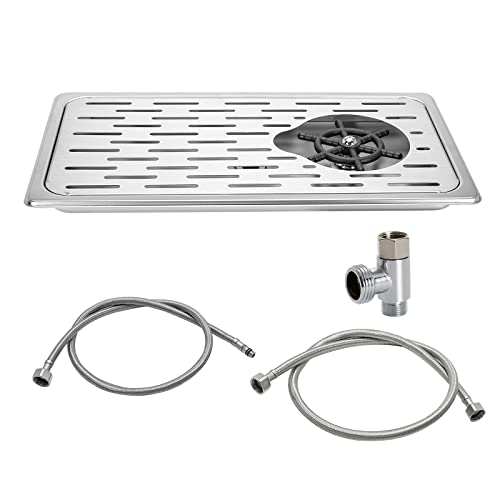 DIBTSA Pitcher Rinser, Espresso Rinser with Spray, Drain and Drip Tray, Stainless Steel Bar Glass Rinser for Sink, Cup Washer for Home Kitchen Hotel Cafe Restaurant (16.7x9.1x1.2 Inch) - Image 1