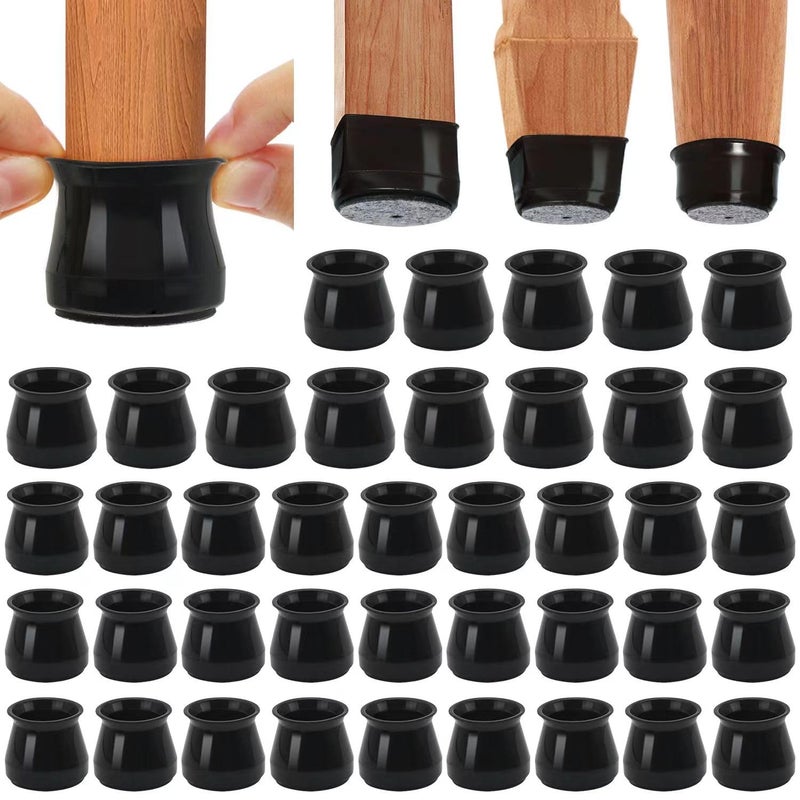 BUMACO Chair Leg Floor Protectors Chair Leg Protectors for Hardwood Floors Silicone Pads Covers to Protect Floors Black40 Pcs Universal L 15162