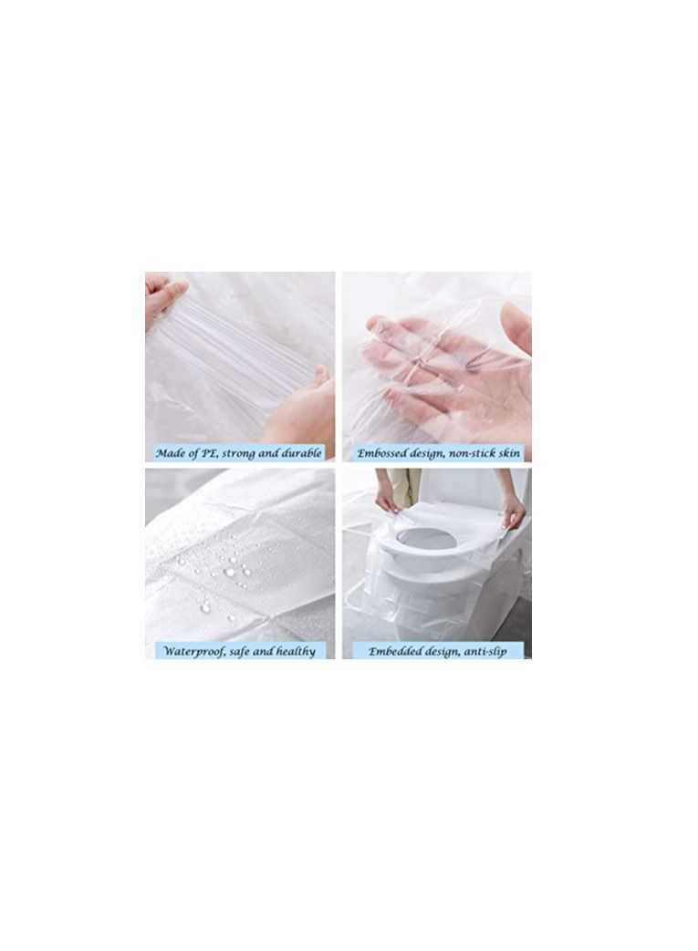 50 Pack Disposable Plastic Toilet Seat Cover Waterproof and Non Slip Each Individually Wrapped For Travel - Image 1