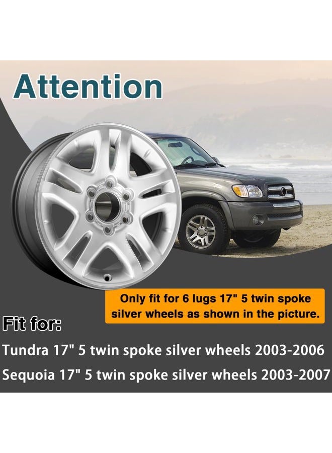 KPALAG 4 PCS Wheel Center Hub Caps Compatible with Tundra 17" 5 Twin Spoke Silver Wheels 2003-2006, Sequoia 17" 5 Twin Spoke Silver Wheels 2003-2007 Replace#: 42603-AF030 - Image 2