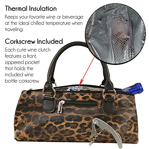 Primeware Wine Clutch Bag (Thermal Insulated) Trendy Women’s Carry Tote | Holds Red & White 750mL Bottles | Trendy Fashion | Incl. Portable Waiter-Style Corkscrew (Cougar) - Image 4