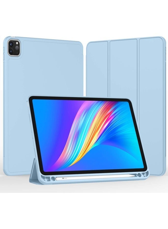 Sky Blue Trifold Smart Case for iPad Pro 11 Inch (2022/2021) – Includes Pencil Holder, Soft TPU Back, Auto Wake/Sleep Function - Image 2
