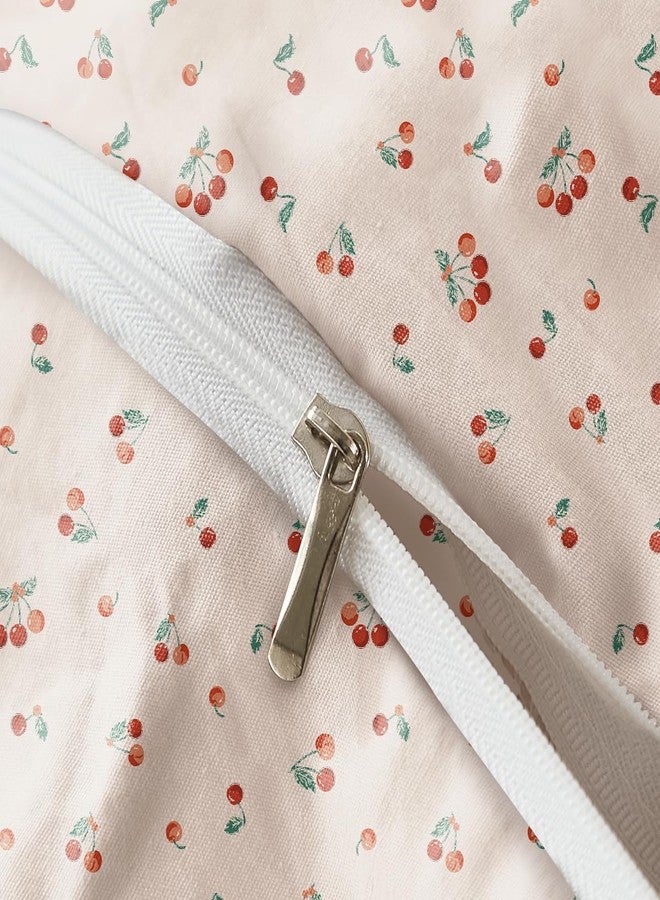 Bildenly Twin Size Duvet Cover - White & Red Cherry Pattern on Side A, Checked Pattern on Side B, Comforter Cover Soft & Lightweight Microfiber Quilt Cover with Zipper Closure and 1 Pillowcase - Image 4