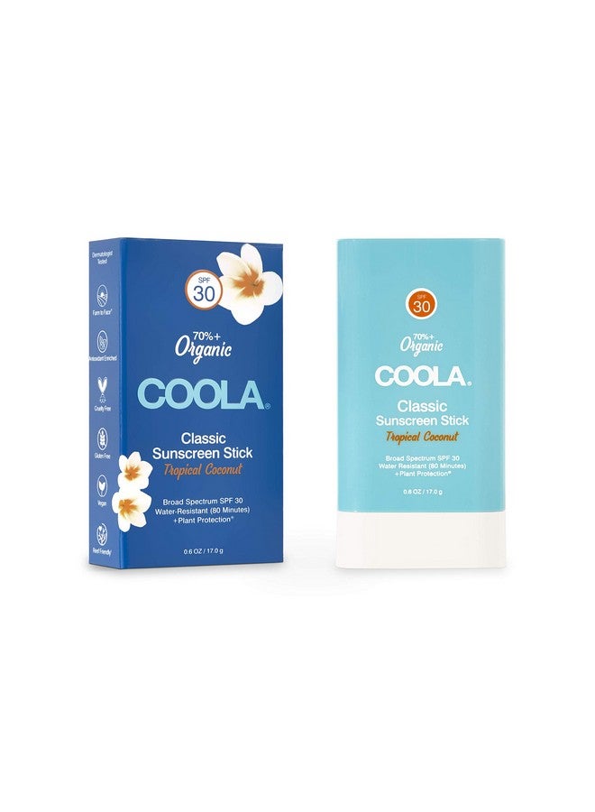 COOLA Organic Face Sunscreen Spf 30 Sunblock Lotion Stick Dermatologist Tested Skin Care For Daily Protection Vegan And Gluten Free Tropical Coconut 0.15 Oz - Image 1