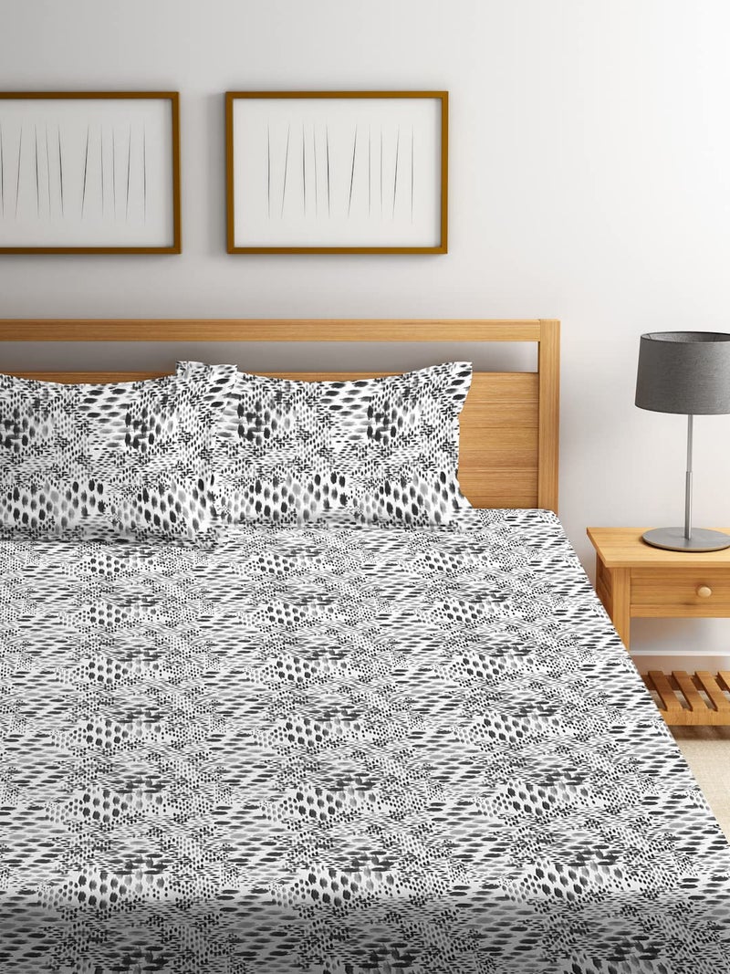 Ambra Linens 144TC Premium Bed Sheet Set, Bed Sheet Double Bed, 100% Cotton, Soft & Smooth Flat Sheets, Bed Sheet for All-Season Use, 1 Bedsheet and 2 Pillowcases (Queen Size) - Image 2