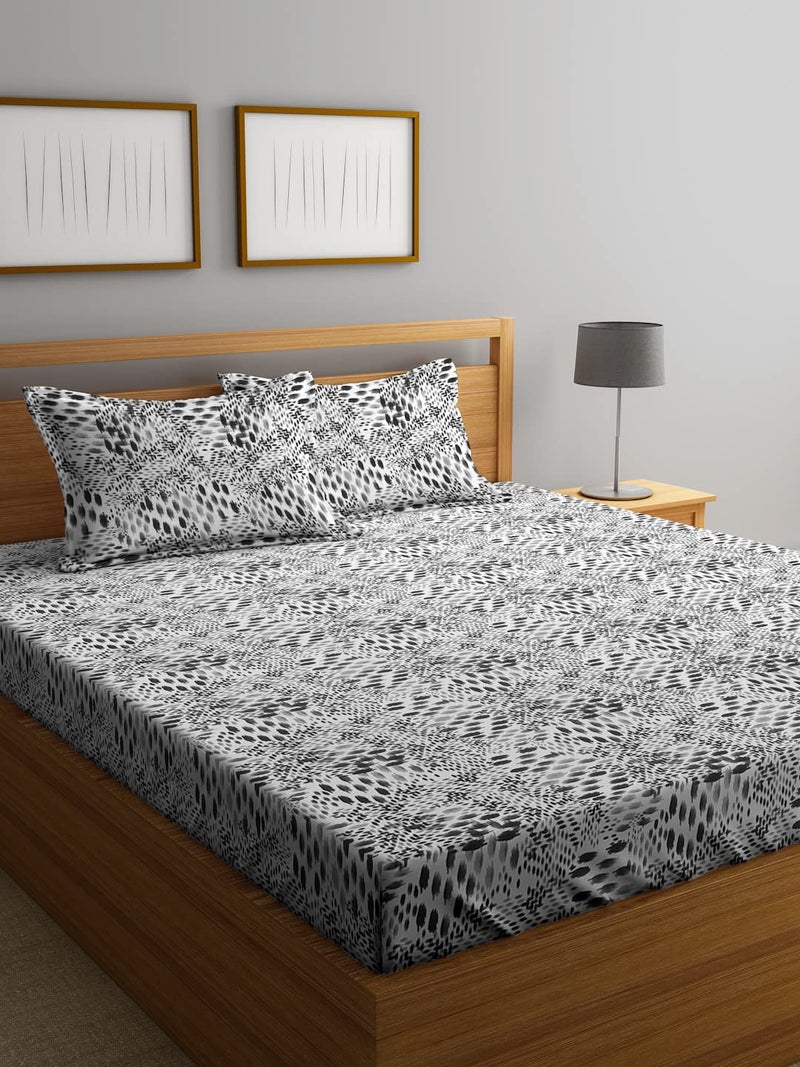 Ambra Linens 144TC Premium Bed Sheet Set, Bed Sheet Double Bed, 100% Cotton, Soft & Smooth Flat Sheets, Bed Sheet for All-Season Use, 1 Bedsheet and 2 Pillowcases (Queen Size) - Image 4