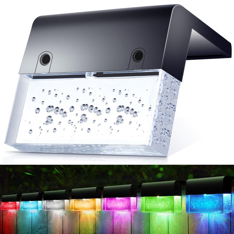 SUNFACE 8 Pack Solar Step Lights, 2 Modes - Acrylic Bubbles LED Super Bright Waterproof Solar Deck Fence Step Pool Backyard Decor (Warm White/7 Color) - Image 1