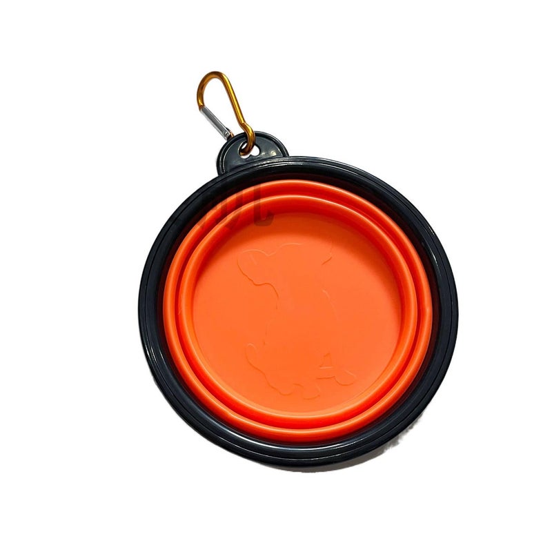 Collapsible Pet Bowl Silicone 350 L Portable with Design Travel Design and Silicone Build for dogs cats walks and outdoor feeding Orange On The - Image 1
