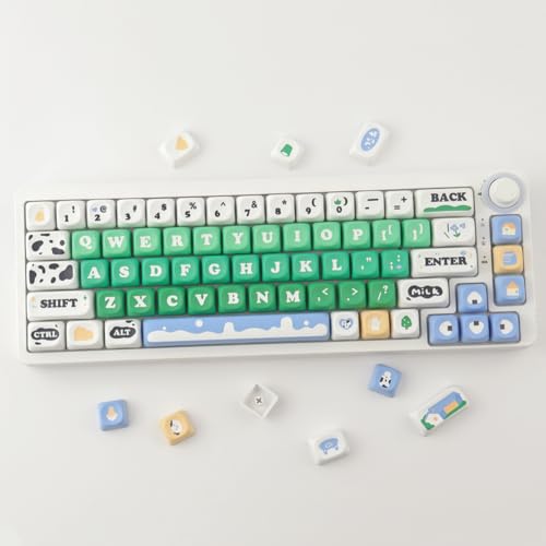 TYRIXKI PBT Keycaps 126 Keys Cute Keycaps Dye-Sublimation Milk Cow Pasture Keycap MOA Profile Custom Keycap for Cherry Gateron MX Swithes Mechanical Keyboards - Image 3