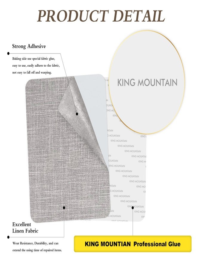 KING MOUNTAIN Fine Linen Repair Patches, Self-Adhesive Linen Fabric Patches, 8X11 inch Extra Size, Multi Color, Can be Used for Linen Sofa Repair (8" x 11", Light Grey 2.0) - Image 2