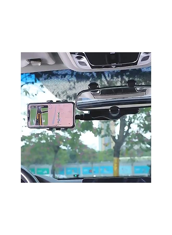 S-TOP Rotatable and Retractable Car Phone Holder 360° Rearview Mirror Anti-Slip Phone Holder Mount Clip Universal Cell Phone Smartphones - Image 3