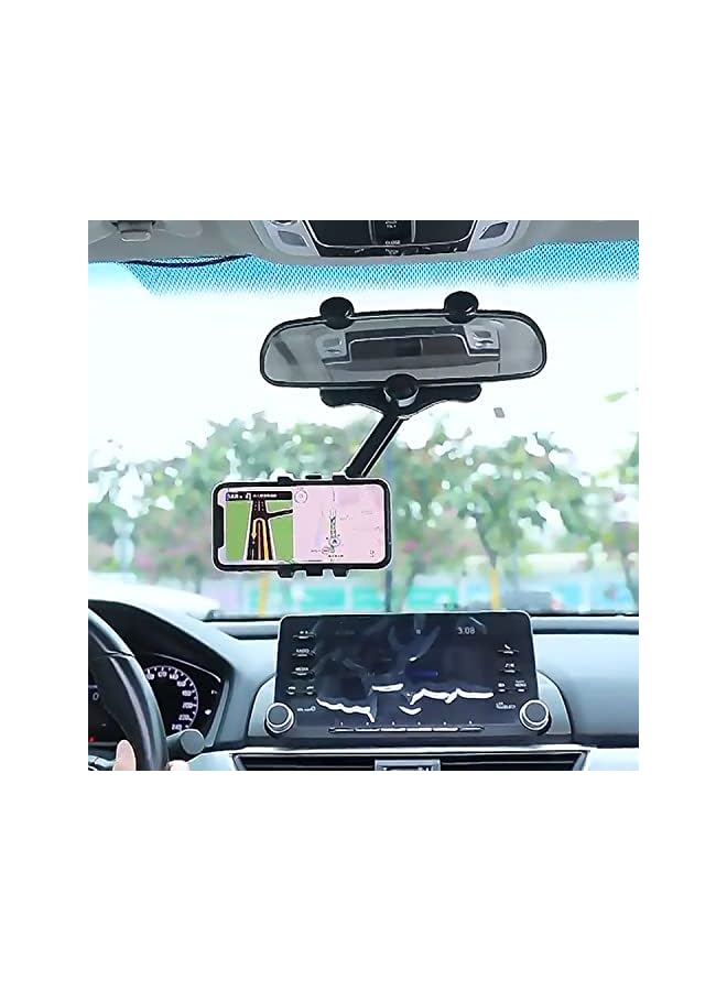 S-TOP Rotatable and Retractable Car Phone Holder 360° Rearview Mirror Anti-Slip Phone Holder Mount Clip Universal Cell Phone Smartphones - Image 2