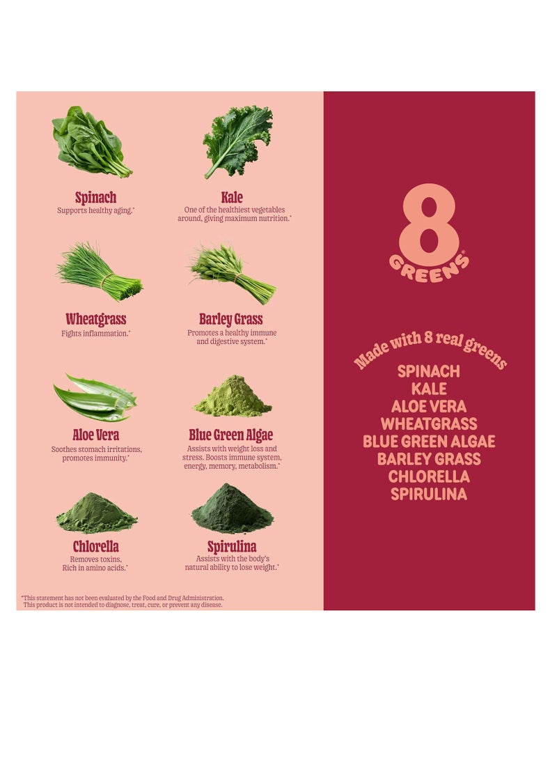8Greens Supergreens Tablets | Super Greens Powder Superfood Tablet, Metabolism Immunity & Focus, Daily Greens Effervescent Tablets, Organic: Aloe Vera, Spirulina, Chlorella, Energy, 10 Servings - Image 3