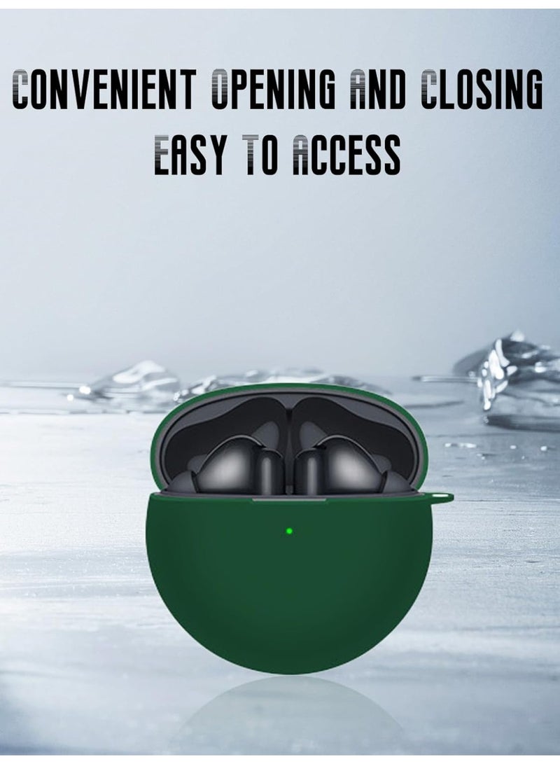 Case for Huawei FreeBuds 7i Earbuds,Soft Silicone Protective Cover with Carabiner, Shockproof with cleaning tools(Green) - Image 4