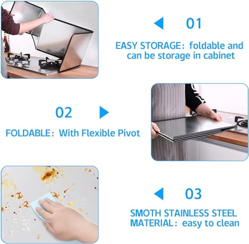 MMUK 4 Sided Splatter Guard for Frying Stove Top Stainless Steel Splatter Screens for Fine Mesh Oil Splash Guard Anti Splatter Shield Guard - Image 3