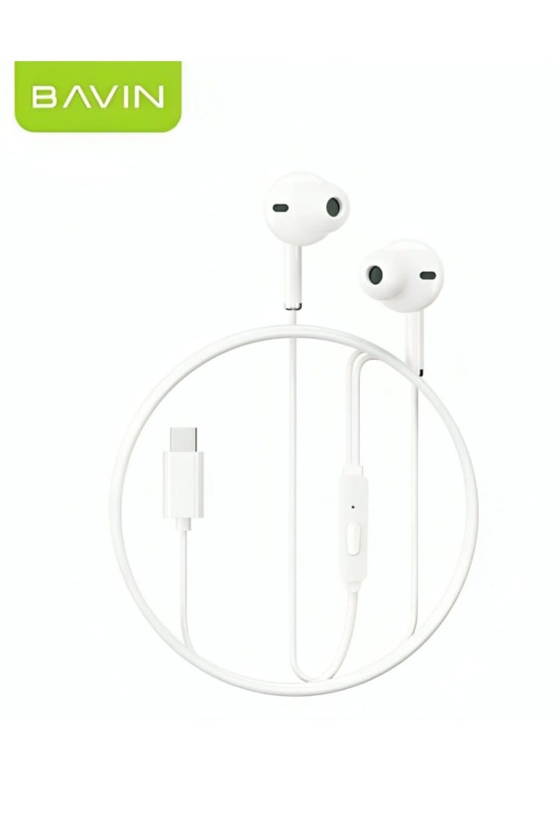 Bavin HX872 Wired Earphone Type-C In-Ear Headphone Headset With Microphone Stereo Audio Sounds Hi-Fi Bass - Image 1