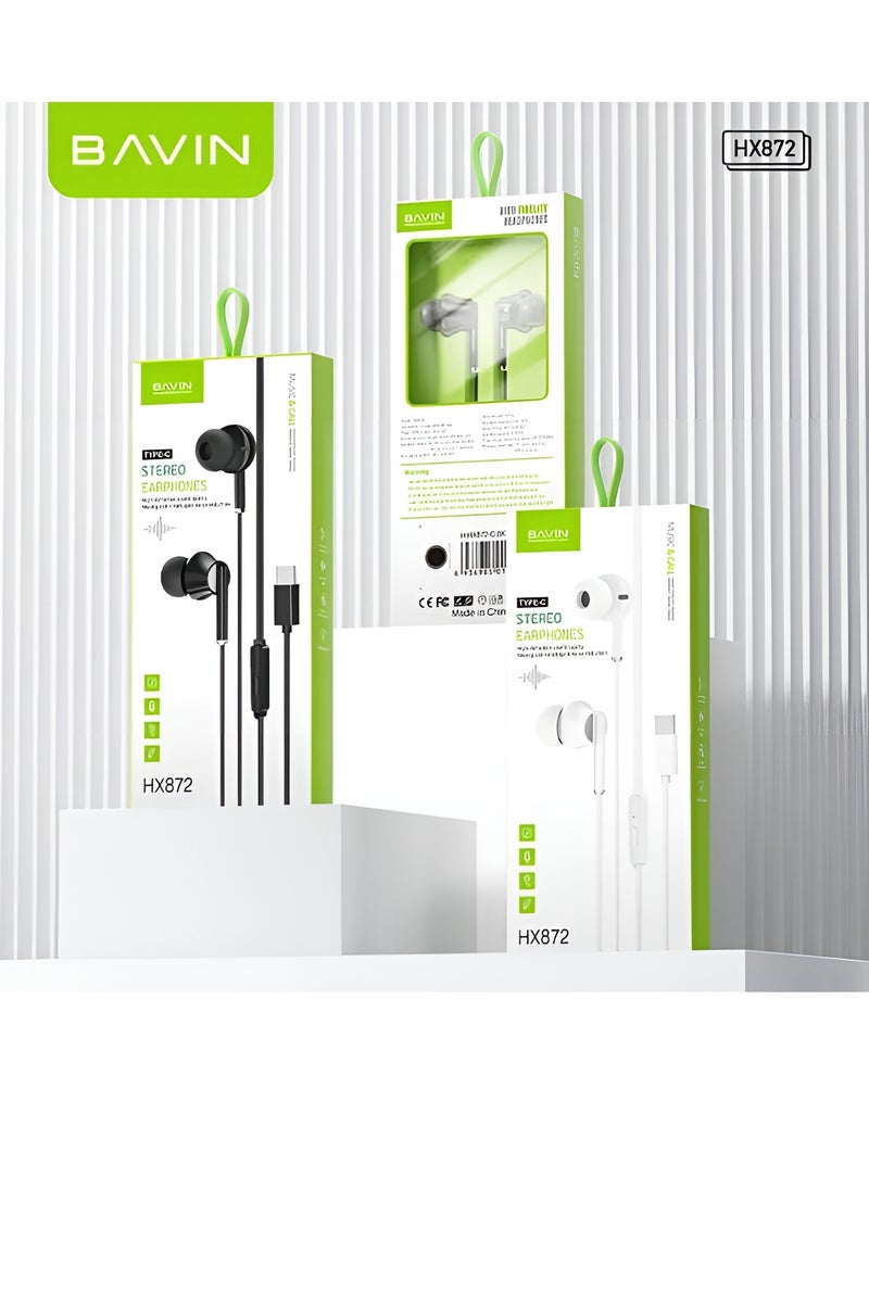 Bavin HX872 Wired Earphone Type-C In-Ear Headphone Headset With Microphone Stereo Audio Sounds Hi-Fi Bass - Image 4