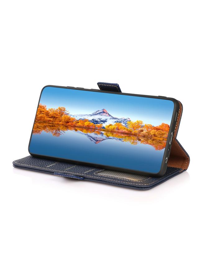 اس-توب جراب لهاتف موتورولا إيدج 50 نيو 5G / موتو إس 50 5G - جراب هاتف KHAZNEH من الجلد الطبيعي الليتشي المغناطيسي الجانبي بتقنية RFID - Image 5