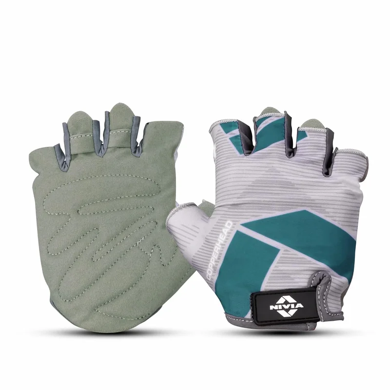 نيفيا Nivia Copperhead 2.0 Gym & Fitness Gloves - Anti-Slip Grip with Microfibre Padded Palm, Flexible Lycra Upper, Ideal for Strength Training and Cycling (Grey, L)