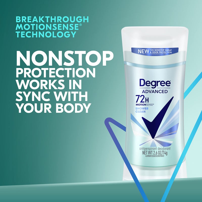 Degree Advanced Antiperspirant Deodorant 4 count 72-Hour Sweat & Odor Protection Shower Clean Antiperspirant for Women with MotionSense Technology 2.6 oz - Image 4