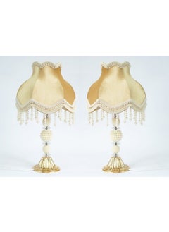 Netten Evime 1 Velvet Covered Flower Decorated Lampshade Gold Fabric Classic  - Image 2