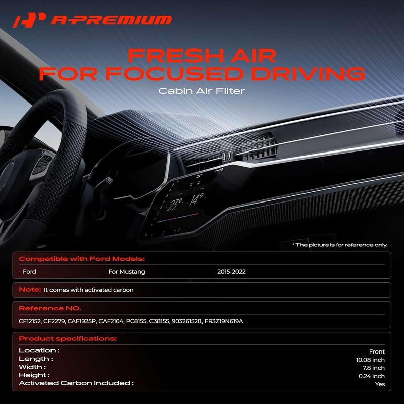 A-Premium Cabin Air Filter with Activated Carbon for Ford Mustang 2015-2022 - Image 2