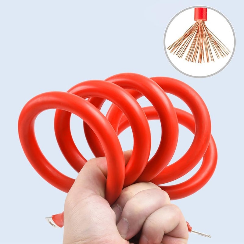 Helweet كابل بطارية ، كابل توصيل البطارية، كابل أرضي، أطراف حلقية، سلك نحاسي، توص��ل كابل الطاقة، مناسب للسيارات والشاحنات والدراجات النارية والقوافل الشمسية والقوارب، عبوة من 2، 16 مم²، 30 - Image 4