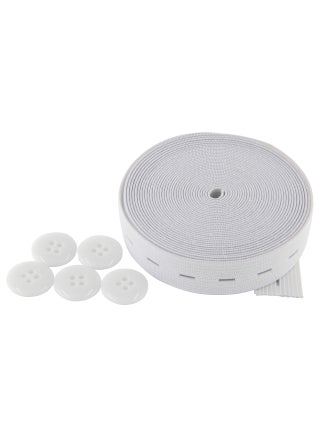 Flat Sewing Band Spool with Buttonholes Elastic Stretchable Ideal for DIY Waistbands and Necklines White 34 inch  5 Yards - pzsku/ZAF743F0FA1D3A23D0DF3Z/45/1749490366/9206d111-f7b5-453d-9dd6-44773533d936