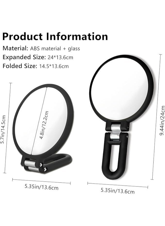 L LULONG Black Double-Sided Magnifying Makeup Mirror with 1X and 15X Magnification Foldable Rotating Handheld Mirror for Vanity Desk Travel Beauty Care - Image 3