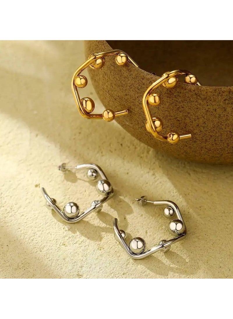 FLUFFY Geometric Silver earrings with striking designs, adding a modern and stylish touch to any look  - Image 3