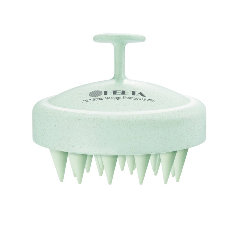 HEETA Scalp Massager Hair Growth, Soft Silicone Scalp Scrubber Shampoo Brush for Exfoliation, Dandruff Removal & Head Massage Stress Relax, Wet & Dry Use for Thick, Thin Hair Care, Wheat Straw Green - Image 1