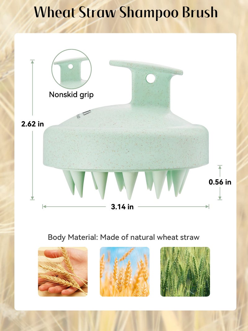 HEETA Scalp Massager Hair Growth, Soft Silicone Scalp Scrubber Shampoo Brush for Exfoliation, Dandruff Removal & Head Massage Stress Relax, Wet & Dry Use for Thick, Thin Hair Care, Wheat Straw Green - Image 2