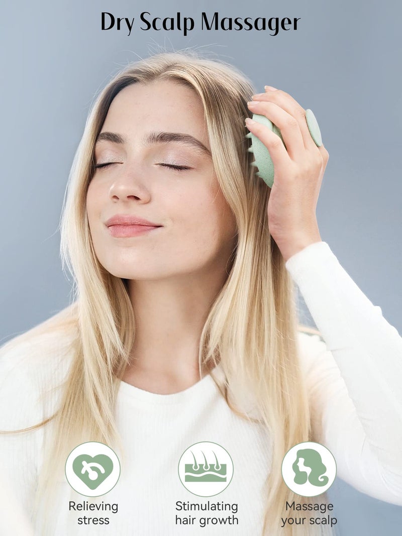 HEETA Scalp Massager Hair Growth, Soft Silicone Scalp Scrubber Shampoo Brush for Exfoliation, Dandruff Removal & Head Massage Stress Relax, Wet & Dry Use for Thick, Thin Hair Care, Wheat Straw Green - Image 4