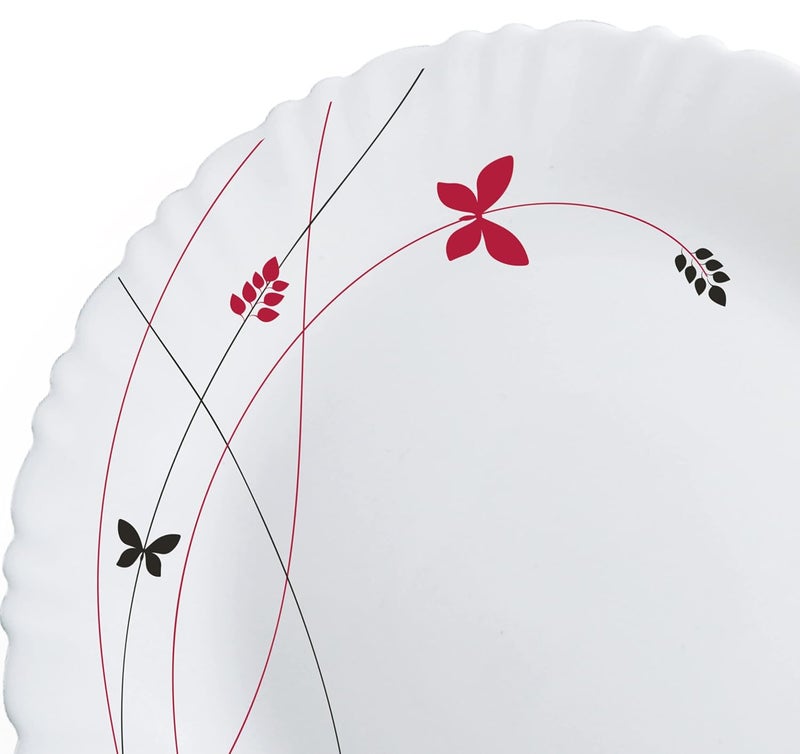 Cello Cello Opalware Dazzle Series Lush Fiesta Dinner Set, 18 Units | Opal Glass Dinner Set for 6 | Light-Weight, Daily Use Crockery Set for Dining | White Plate and Bowl Set  - Image 5