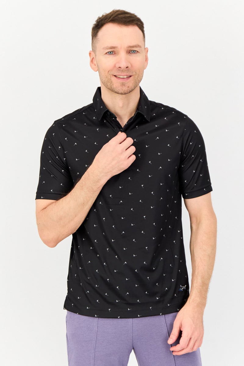 Greg Norman Men Sportswear Fit Short Sleeves Golf Polo Shirt, Black  - Image 1