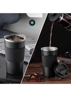 Arabest Travel Coffee Mug, Spill Proof Leakproof 12 oz Insulated Coffee Mug with Screw Lid, Stainless Steel Vacuum Tumbler, Reusable Thermal Coffee Cup for Hot and Cold Drinks, 380ml, Black  - Image 3