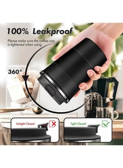 Arabest Travel Coffee Mug, Spill Proof Leakproof 12 oz Insulated Coffee Mug with Screw Lid, Stainless Steel Vacuum Tumbler, Reusable Thermal Coffee Cup for Hot and Cold Drinks, 380ml, Black  - Image 4