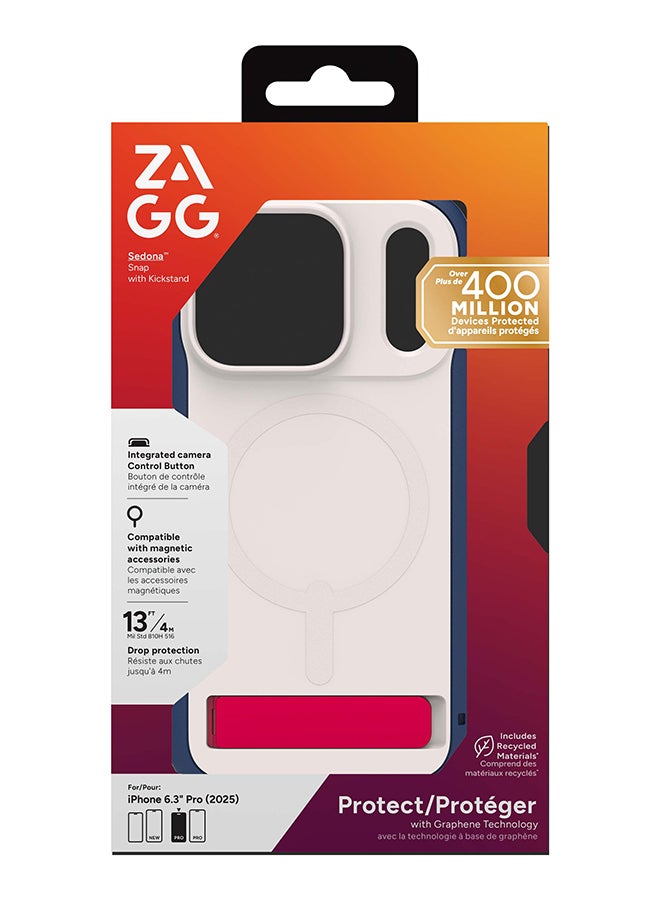 ZAGG iPhone 17 Pro Case – Sedona Snap MagSafe Compatible Kickstand Cover with Graphene Strength, 13 ft Drop Protection & Reinforced Bumpers – Royal Ember Blue - Image 1