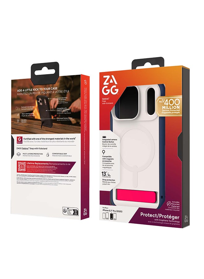 ZAGG iPhone 17 Pro Case – Sedona Snap MagSafe Compatible Kickstand Cover with Graphene Strength, 13 ft Drop Protection & Reinforced Bumpers – Royal Ember Blue - Image 2