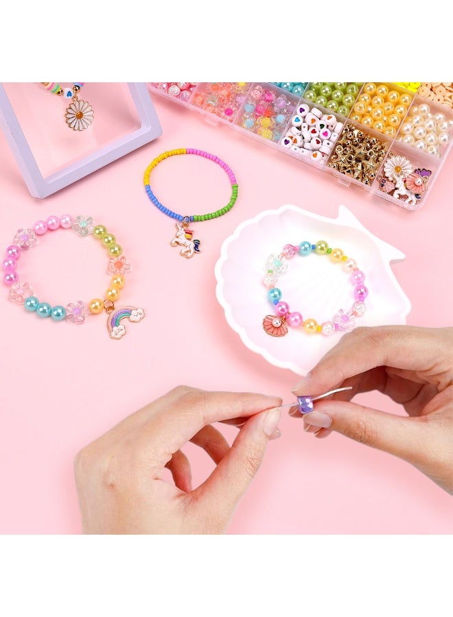HASTHIP® DIY Bead Set, Art Craft & Jewellery Making Kit with Scissors and Crystal Lines DIY Beading Craft Kit, for Jewelry Making Beginner DIY Bracelet Craft Kit - Image 4