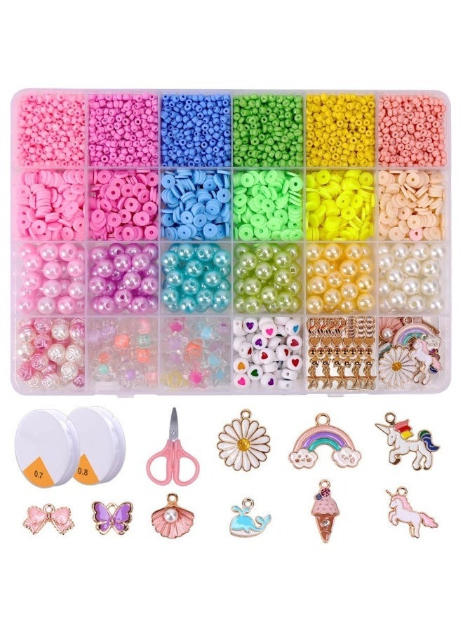 HASTHIP® DIY Bead Set, Art Craft & Jewellery Making Kit with Scissors and Crystal Lines DIY Beading Craft Kit, for Jewelry Making Beginner DIY Bracelet Craft Kit - Image 1