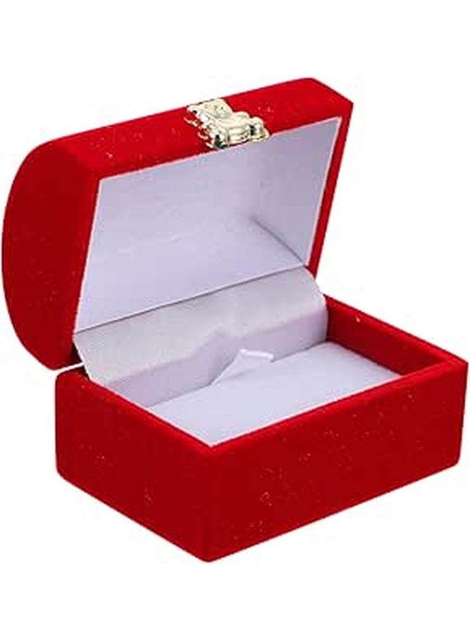 Red Jewelry Storage Box with Lid Organizer for Earrings Necklaces Women - Image 1