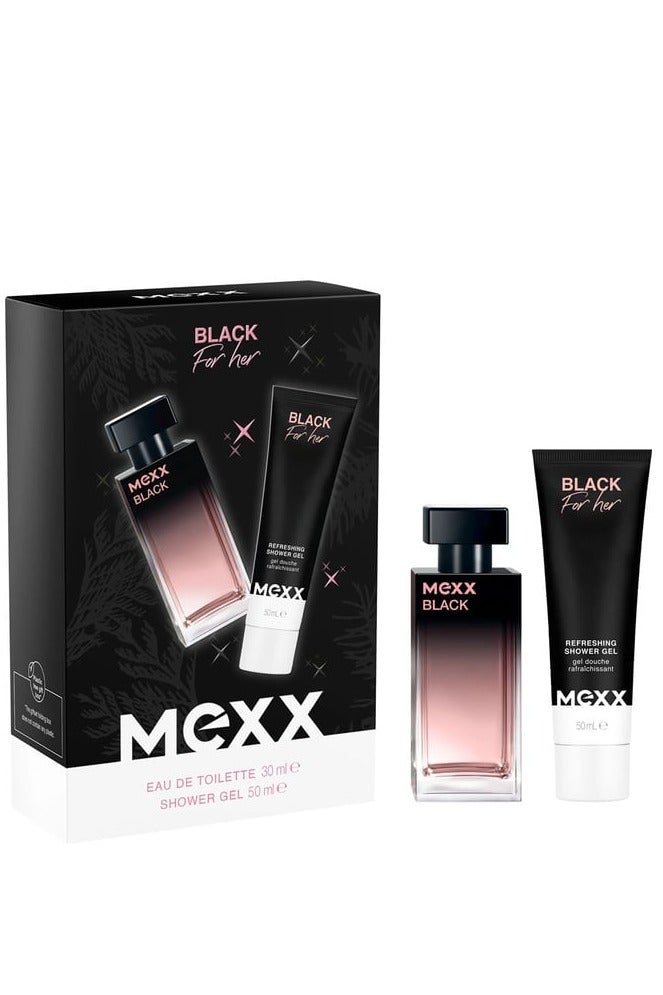 MEXX Black For Her Gift Set EDT 30ml & Shower Gel 50ml - Image 1