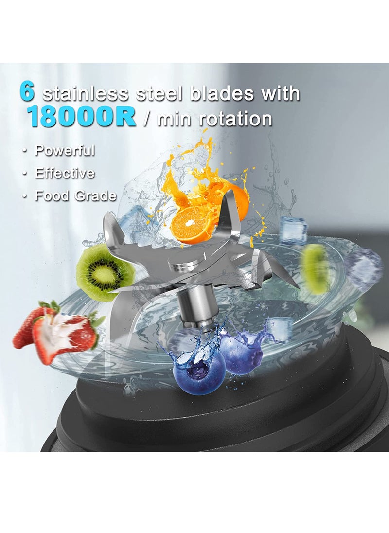 Uwals - 600ml Personal Smoothie Blenders with 6 Blades, 2000mAh*2 Battery USB Rechargeable Portable Blender for Juicer Shakes and Smoothies, Ice Breaker for Kitchen Home,Travel - Image 1