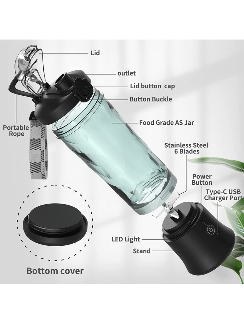 Uwals - 600ml Personal Smoothie Blenders with 6 Blades, 2000mAh*2 Battery USB Rechargeable Portable Blender for Juicer Shakes and Smoothies, Ice Breaker for Kitchen Home,Travel - Image 1