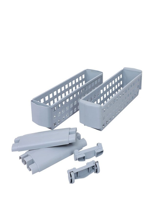 Cutting EDGE Slim Classic Smart Storage Shelf Rack Organizer Multipurpose and Easy-to-Move Slide Out Trolley with Wheels for Kitchen, Office Use, Vegetable, Home Basket (Grey,Set of 2) - Image 5