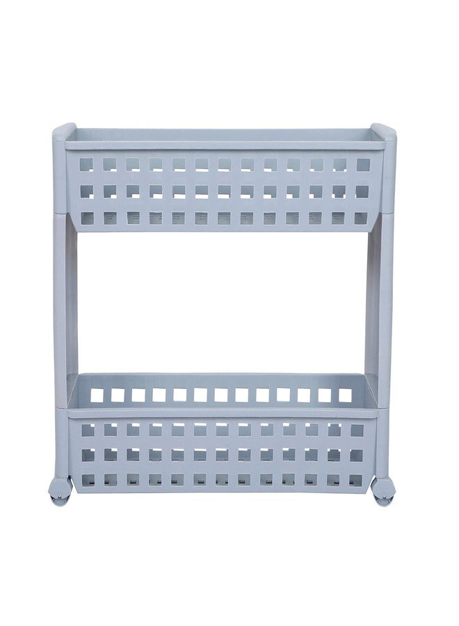 Cutting EDGE Slim Classic Smart Storage Shelf Rack Organizer Multipurpose and Easy-to-Move Slide Out Trolley with Wheels for Kitchen, Office Use, Vegetable, Home Basket (Grey,Set of 2) - Image 1